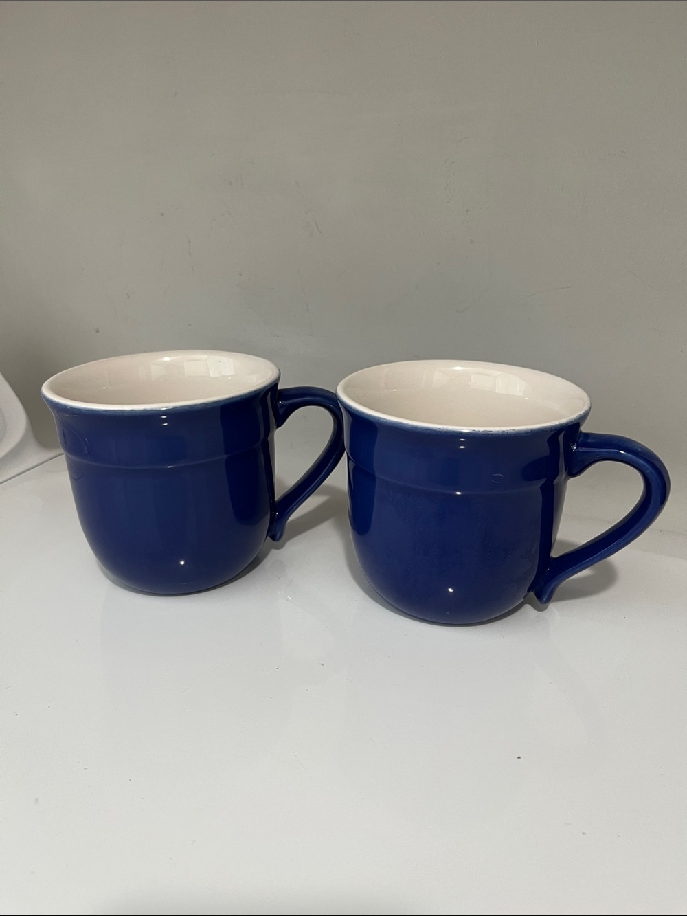 Emile Henry Stoneware Coffee Blue Mug 8714 - Set of 2